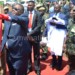 Mutharika (L) lays the foundation stone of the project