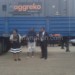 One of the trucks carrying the gensets arrives at Zobue Town