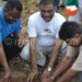 From L to R: Naphambo, Menon and Vikesh Vanzara planting a tree at the event yesterday