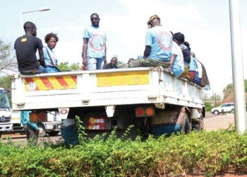 A government vehicle being used to ferry DPP supporters