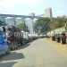 Trucks delivering maize at the National Food Reserve Agency
