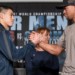 Sizing each other up: Chilemba (R) and Bivol at the press conference