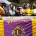 Mzuzu Lions Club officials pose after handing over the gifts