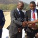 Itaye (2ndL) greets Nico Life  Insurance CEO Eric Chapola as Mwase (2ndR) and  conference orgnisation committee chairperson Sunganani Kalizang’oma look on