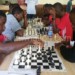 Chess players Chipanga (R) and George Mwale in action