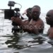 Joyah (R) and Peter Mazunda on the set of the movie The last Fishing Boat