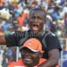 Nomads’ supporters committee chairperson Melvin Nkunika carries hero of the afternoon Juwaya