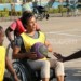 Holmes taking part in wheelchair basketball at the Complex