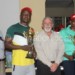Lungu (L) and HaBp business development manager Robin 
Tiffin (2ndL) pose with the winners