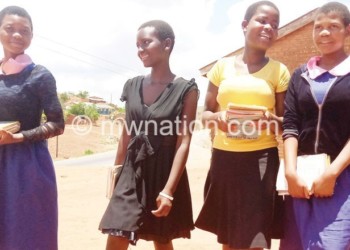 The four girls head home after classes at Masambanjati Primary School