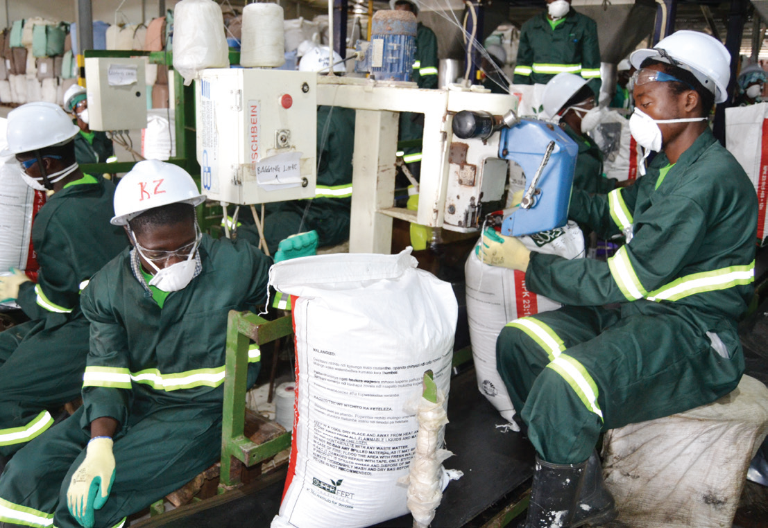 Fertiliser processing in progress at the recently launched Liwonde Terminal