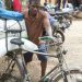 A farmer loads AIP fertiliser on his
bike