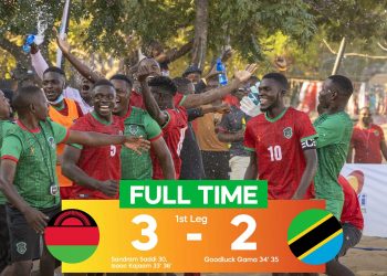 Malawi celebrate after beating Tanzania in the first leg