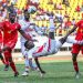 Nyasa Bullets players challenge Simba players (C) in last year’s CAF Champions League edition