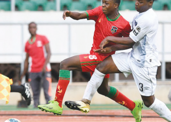 Malawi Under-17 (in red) in action against Namibia in group stages