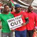 Fans display anti Nyamilandu placards during the 2023 Afcon qualifier against Egypt at Bingu National Stadium