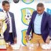 Kaimila (R) and Flames team manager James Sangala during the draw