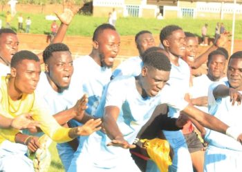 Kawinga players celebrate their victory over St Gabriel Zitha at Nankhaka Stadium in Lilongwe on Sunday